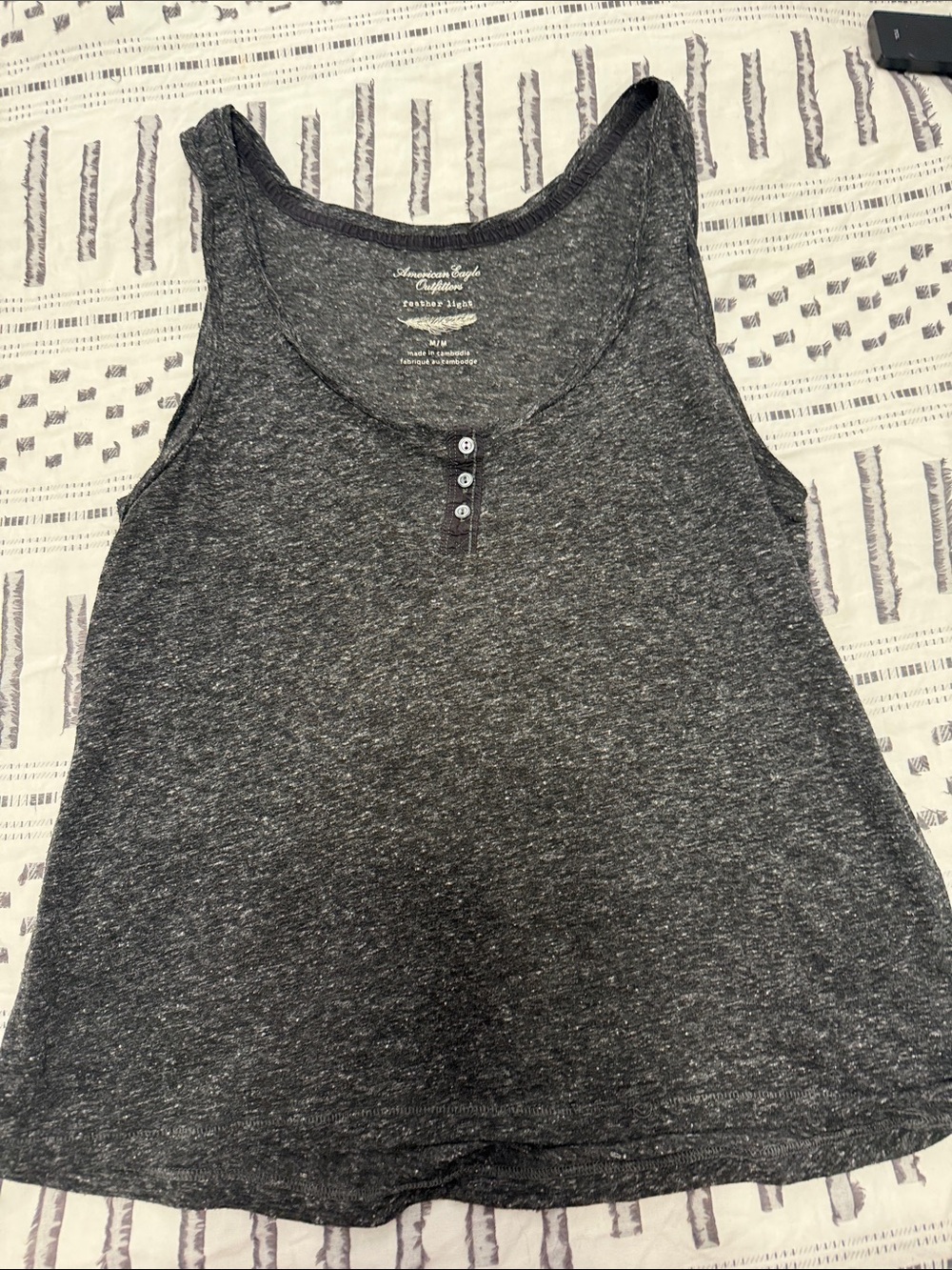 American Eagle Outfitters Dark Heather Gray Henley Tank Top